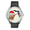 Cute Yorkie On Christmas Florida Silver Wrist Watch