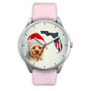 Cute Yorkie On Christmas Florida Silver Wrist Watch