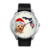 Cute Yorkie On Christmas Florida Silver Wrist Watch