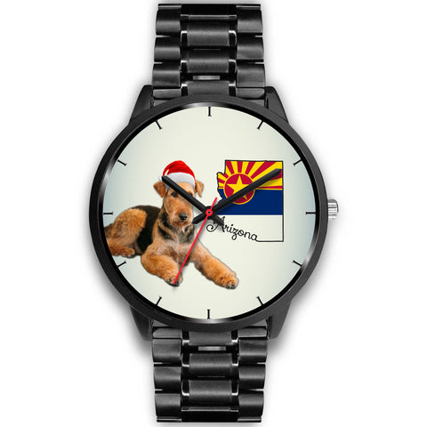 Airedale Terrier On Christmas Arizona Wrist Watch