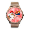 Akita Dog On Christmas Arizona Golden Wrist Watch