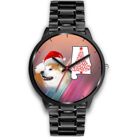 Akita Dog On Christmas Alabama Wrist Watch