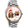 Basset Hound On Christmas Arizona Golden Wrist Watch