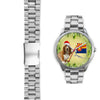 Cute Basset Hound On Christmas Arizona Silver Wrist Watch