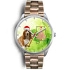Cute Basset Hound On Christmas Alabama Silver Wrist Watch