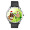 Cute Basset Hound On Christmas Alabama Silver Wrist Watch