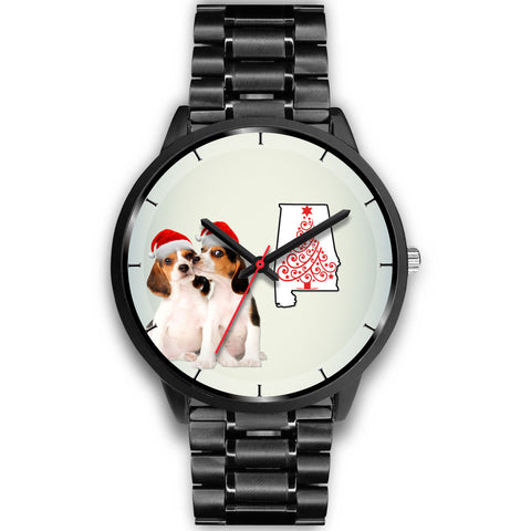 Beagle Dog On Christmas Alabama Wrist Watch