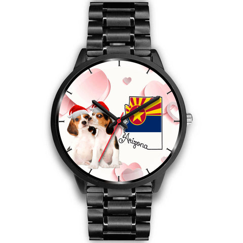 Beagle Dog On Christmas Arizona Wrist Watch