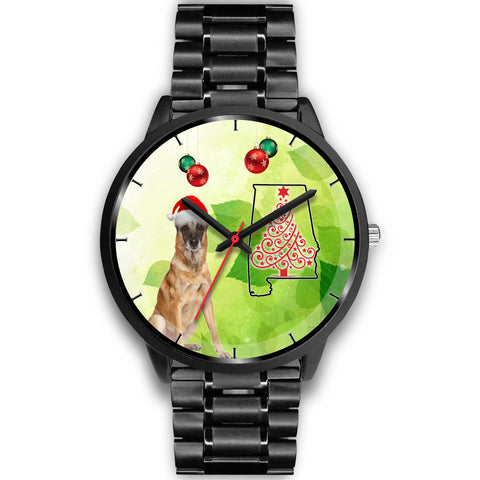 Belgian Malinois Dog On Christmas Alabama Wrist Watch