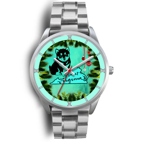 Cute Shiba Inu Dog Art Virginia Christmas Special Wrist Watch