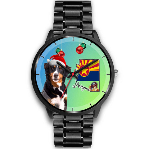 Bernese Mountain Dog On Christmas Arizona Wrist Watch