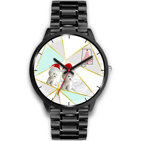 Bichon Frise Dog On Christmas Alabama Wrist Watch
