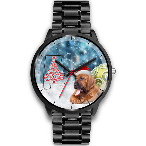 Bloodhound Dog On Christmas Alabama Wrist Watch