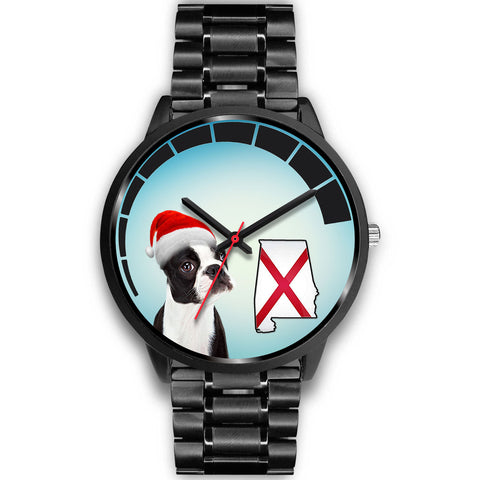 Boston Terrier On Christmas Alabama Wrist Watch