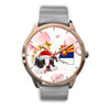 Boston Terrier On Christmas Arizona Golden Wrist Watch