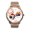 Boston Terrier On Christmas Arizona Golden Wrist Watch