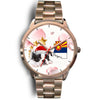 Boston Terrier On Christmas Arizona Golden Wrist Watch