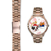 Boston Terrier On Christmas Arizona Golden Wrist Watch