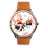 Boston Terrier On Christmas Arizona Golden Wrist Watch