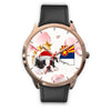 Boston Terrier On Christmas Arizona Golden Wrist Watch