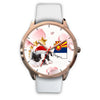 Boston Terrier On Christmas Arizona Golden Wrist Watch