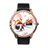 Boston Terrier On Christmas Arizona Golden Wrist Watch