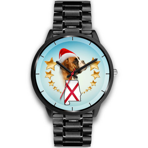 Boxer Dog On Christmas Alabama Wrist Watch