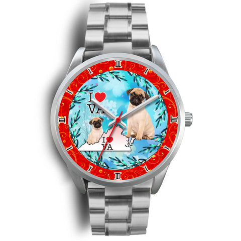 Cute Pug Dog Dog Virginia Christmas Special Wrist Watch