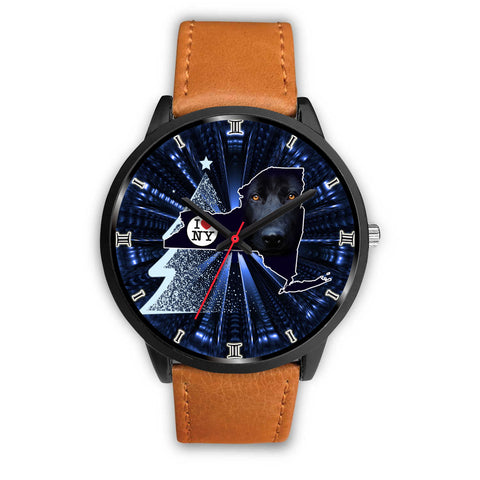 Black German Shepherd Dog New York Christmas Special Wrist Watch