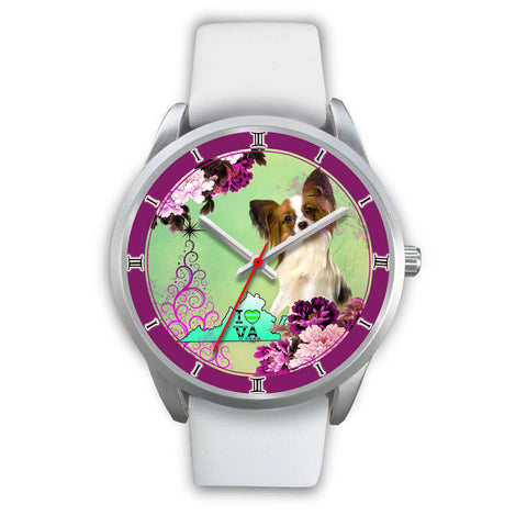 Cute Papillon Dog Virginia Christmas Special Wrist Watch