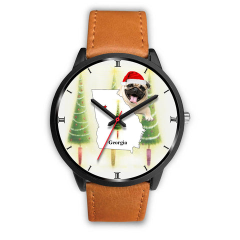 Pug Dog Georgia Christmas Special Wrist Watch