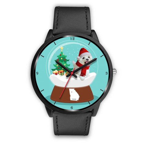 Maltese Dog Georgia Christmas Special Wrist Watch