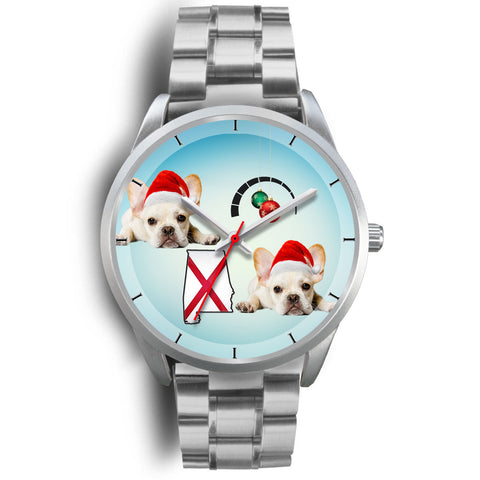 French Bulldog Alabama Christmas Special Silver Wrist Watch