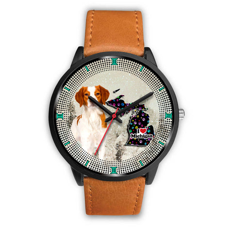 Brittany Dog Christmas Michigan Christmas Special Wrist Watch