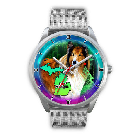 Amazing Rough Collie Dog Art Michigan Christmas Special Wrist Watch