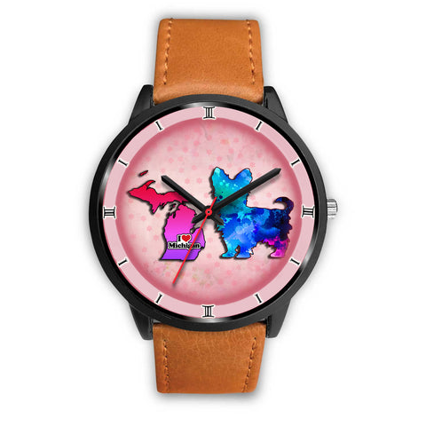 Yorkie Dog Art Michigan Christmas Special Wrist Watch