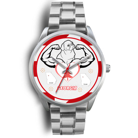 Cute Pug Dog Georgia Christmas Special Wrist Watch