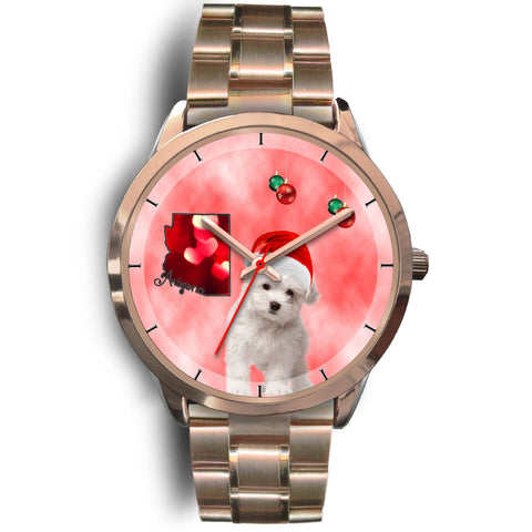 Cute Maltese Arizona Christmas Golden Wrist Watch