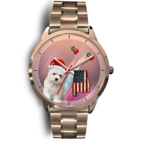 Cute Maltese Dog Alabama Christmas Special Wrist Watch