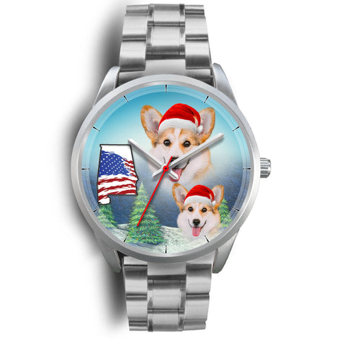 Pembroke Welsh Corgi Alabama Christmas Wrist Watch