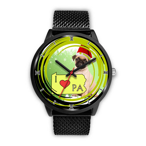 Pug Dog Pennsylvania Christmas Special Wrist Watch