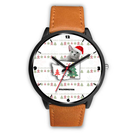 Russian Blue Cat Washington Christmas Special Wrist Watch