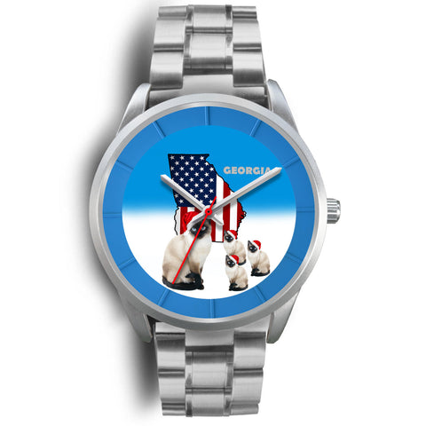 Siamese Cat Georgia Christmas Special Wrist Watch