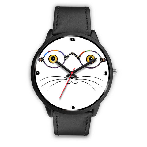 Cat Face With Glasses Print Christmas Special Wrist Watch