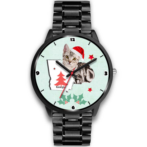 American Shorthair Cat Georgia Christmas Special Wrist Watch