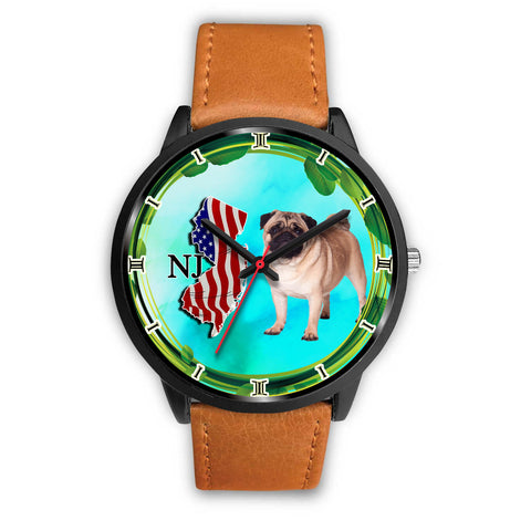 Cheerful Pug Dog New Jersey Christmas Special Wrist Watch