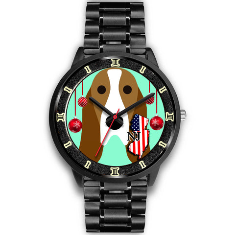 Basset Hound Dog Vector New Jersey Christmas Special Wrist Watch