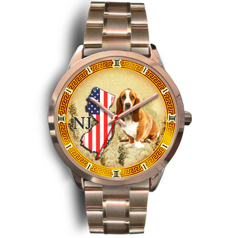 Basset Hound New Jersey Christmas Special Rose Gold Wrist Watch