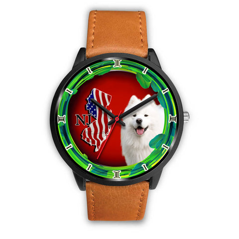 Cheerful Samoyed Dog New Jersey Christmas Special Wrist Watch