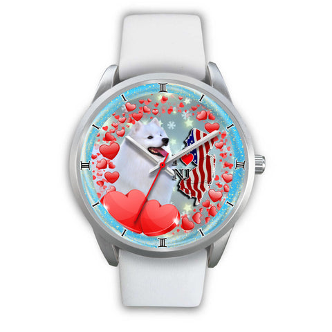 Laughing American Eskimo Dog New Jersey Christmas Special Wrist Watch